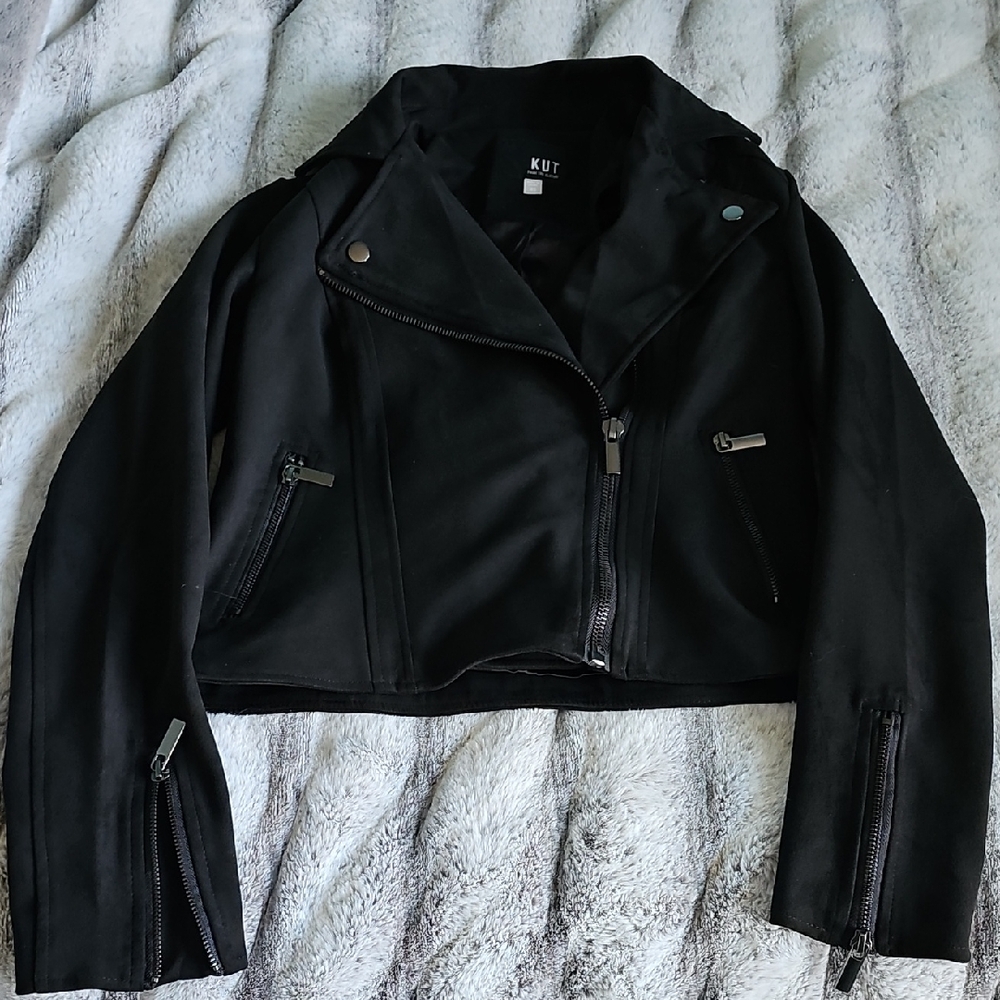 Kut from the Kloth Women's Black Faux Suede Jacket-XS